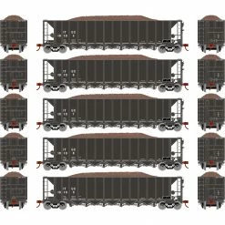 Athearn HO RTR 5-Bay Rapid Discharge Hopper ITGX Black (5) for Freight Cars