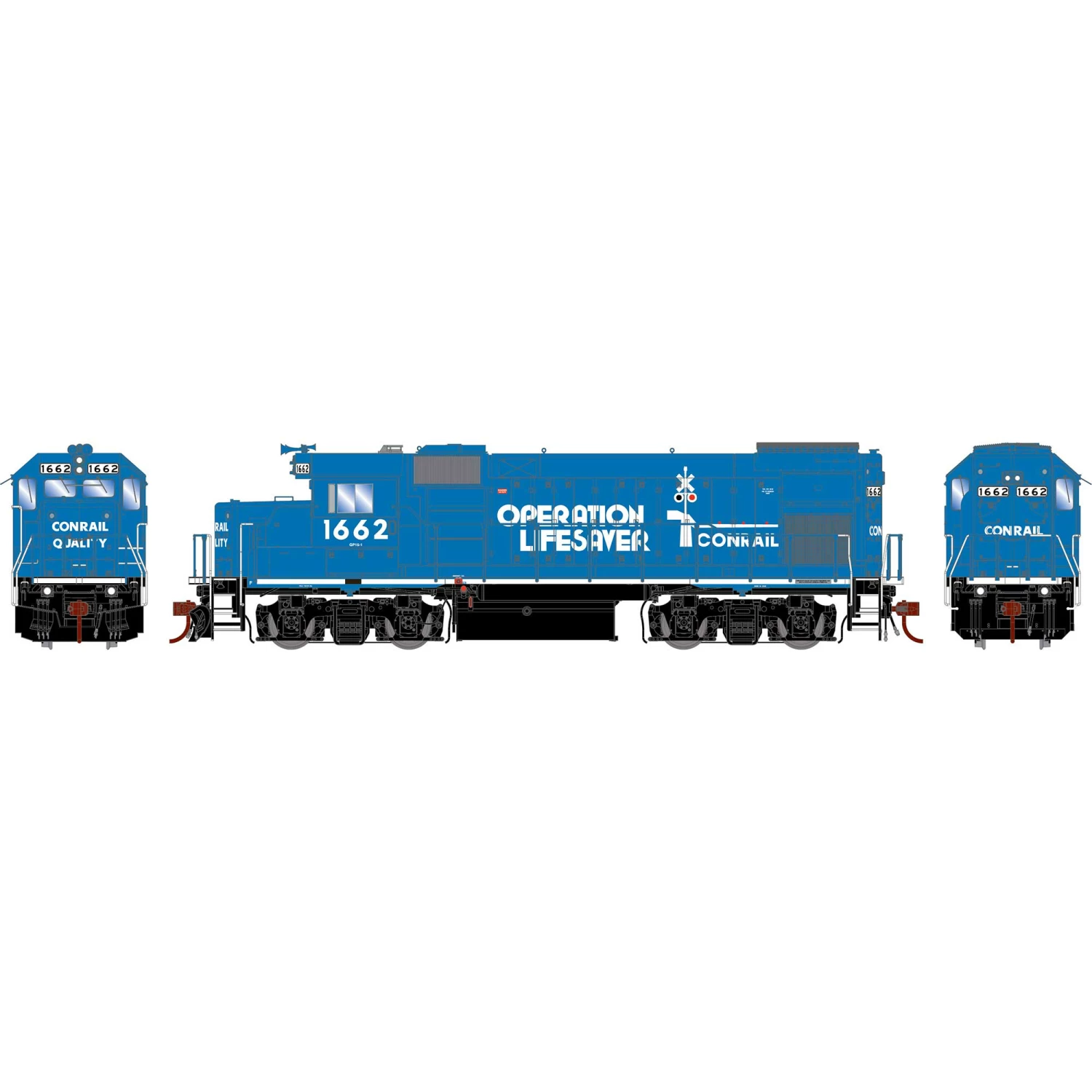 Athearn HO GP15-1 Locomotive, Conrail, Operation LifeSaver #1662 for Locomotives