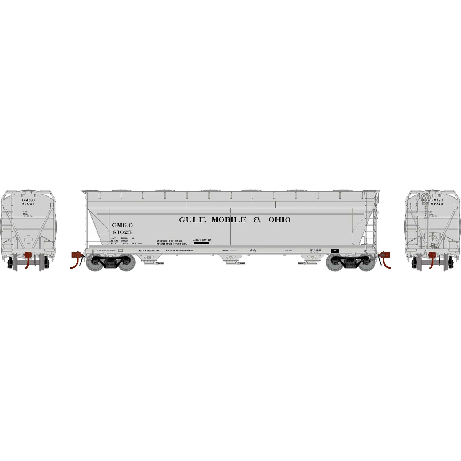 Athearn HO ACF 4600 3-Bay CF Hopper, GM&O #81025 for Freight Cars