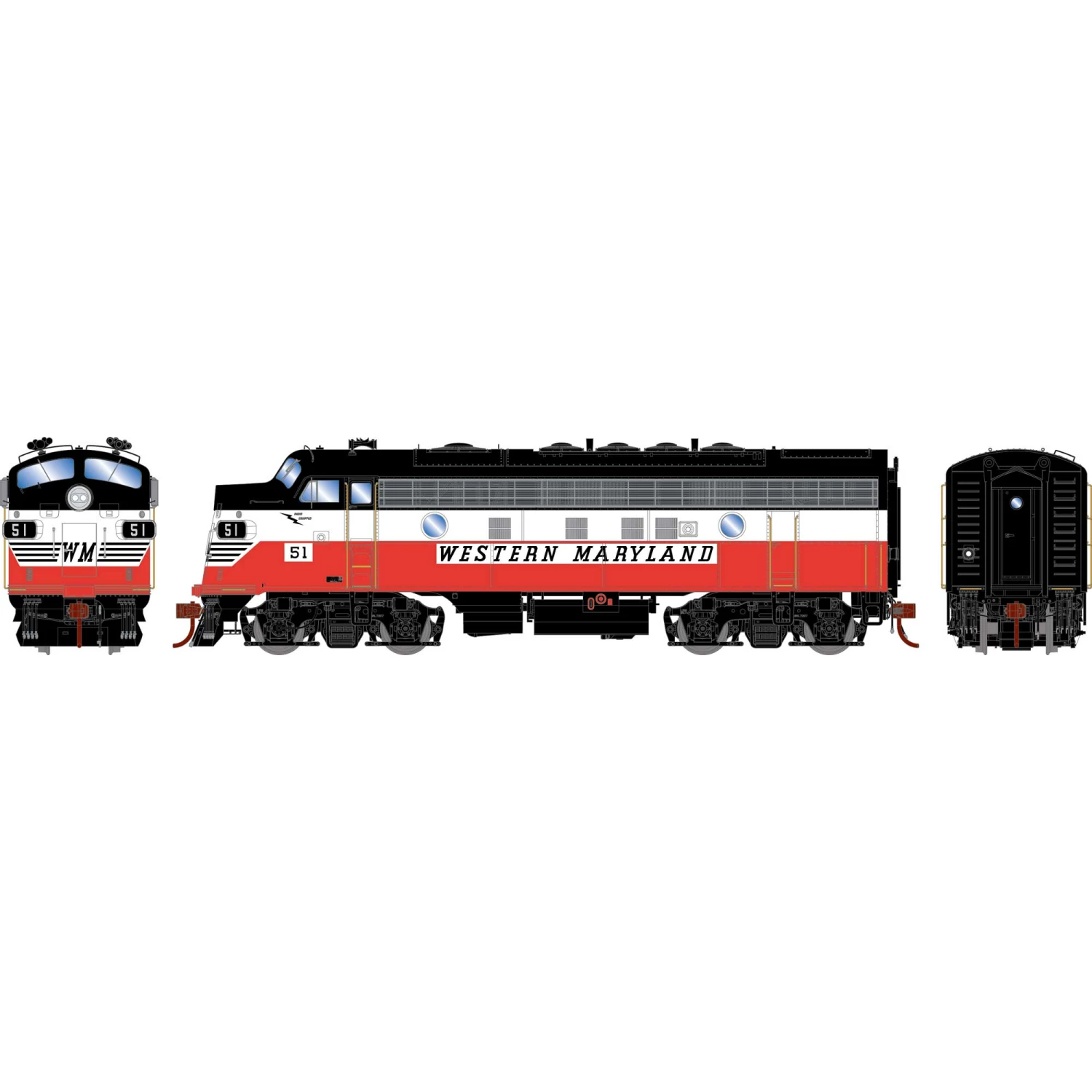 Athearn HO F3A, WM #51 for Freight Cars
