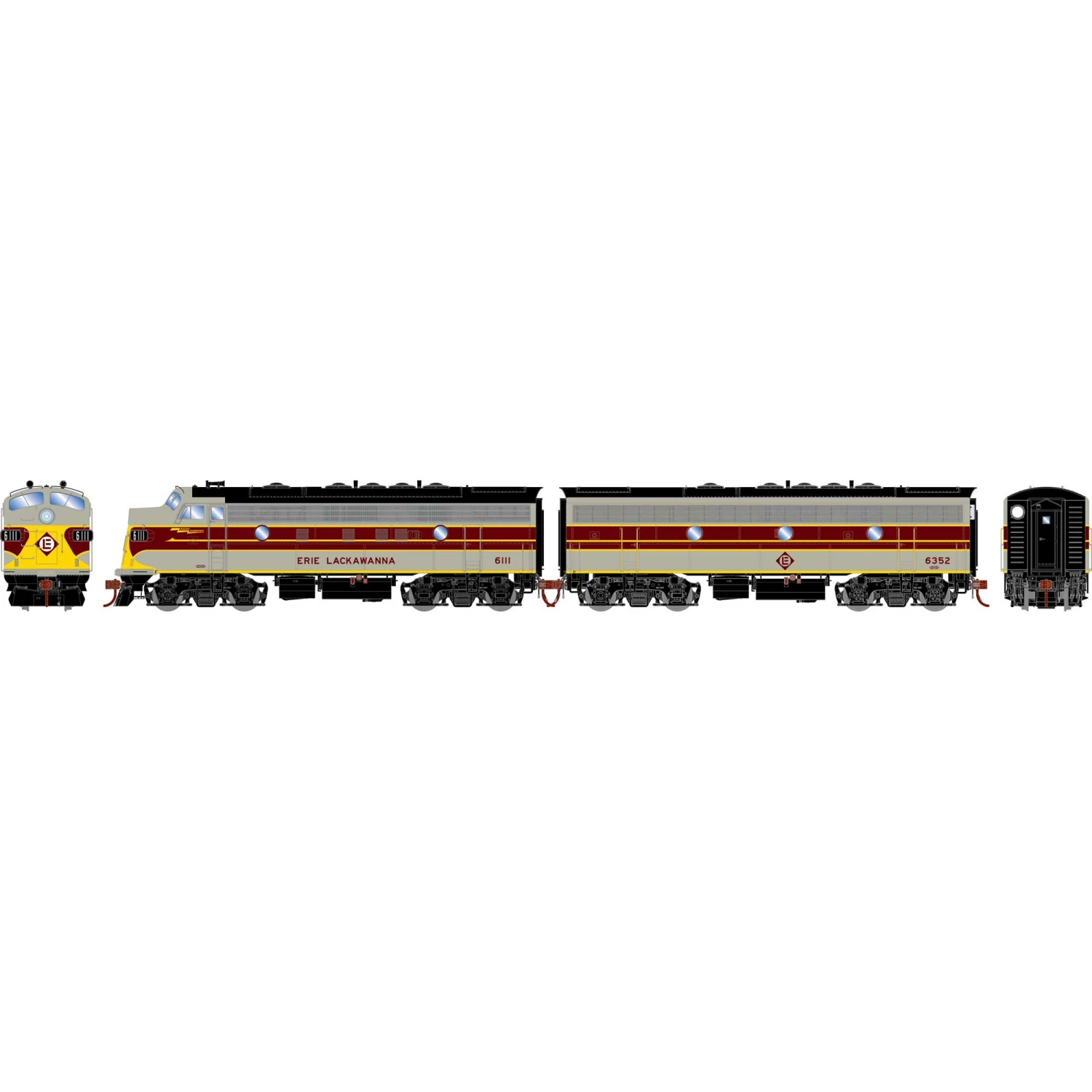 Athearn HO F7 A/B, EL/Freight #6111/#6352 for Freight Cars