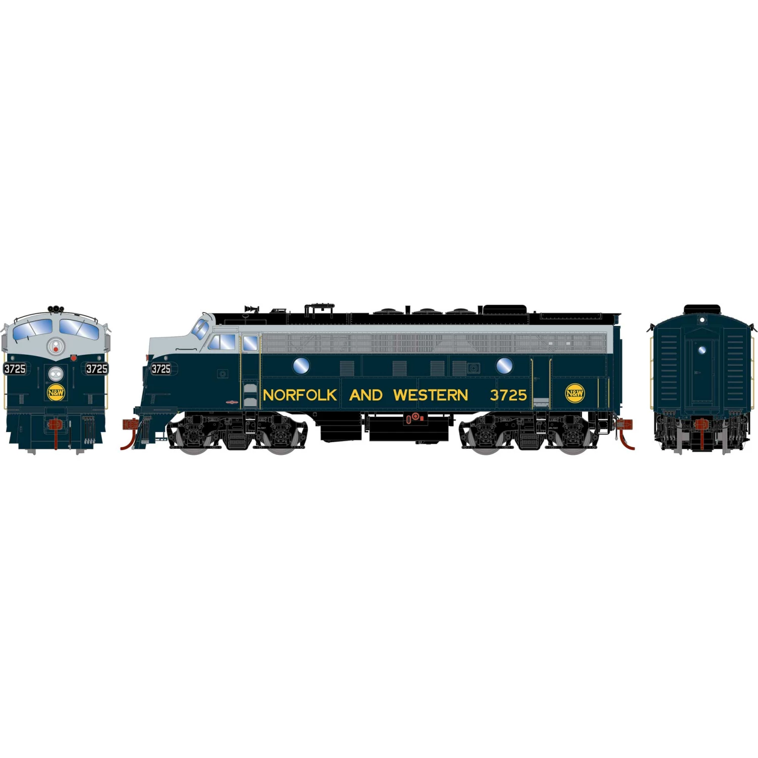 Athearn HO F7A, N&W/Freight #3725 for Freight Cars