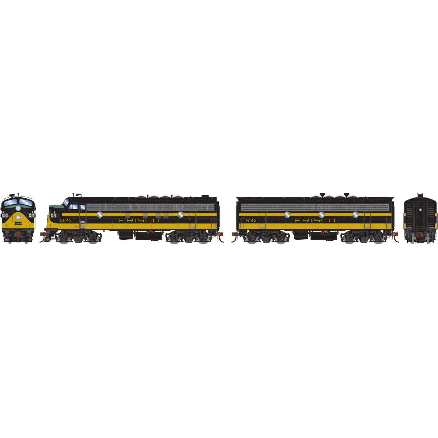 Athearn HO FP7A F9B with DCC & SND SLSF Blk & Yel #5045 #5142 for Locomotives