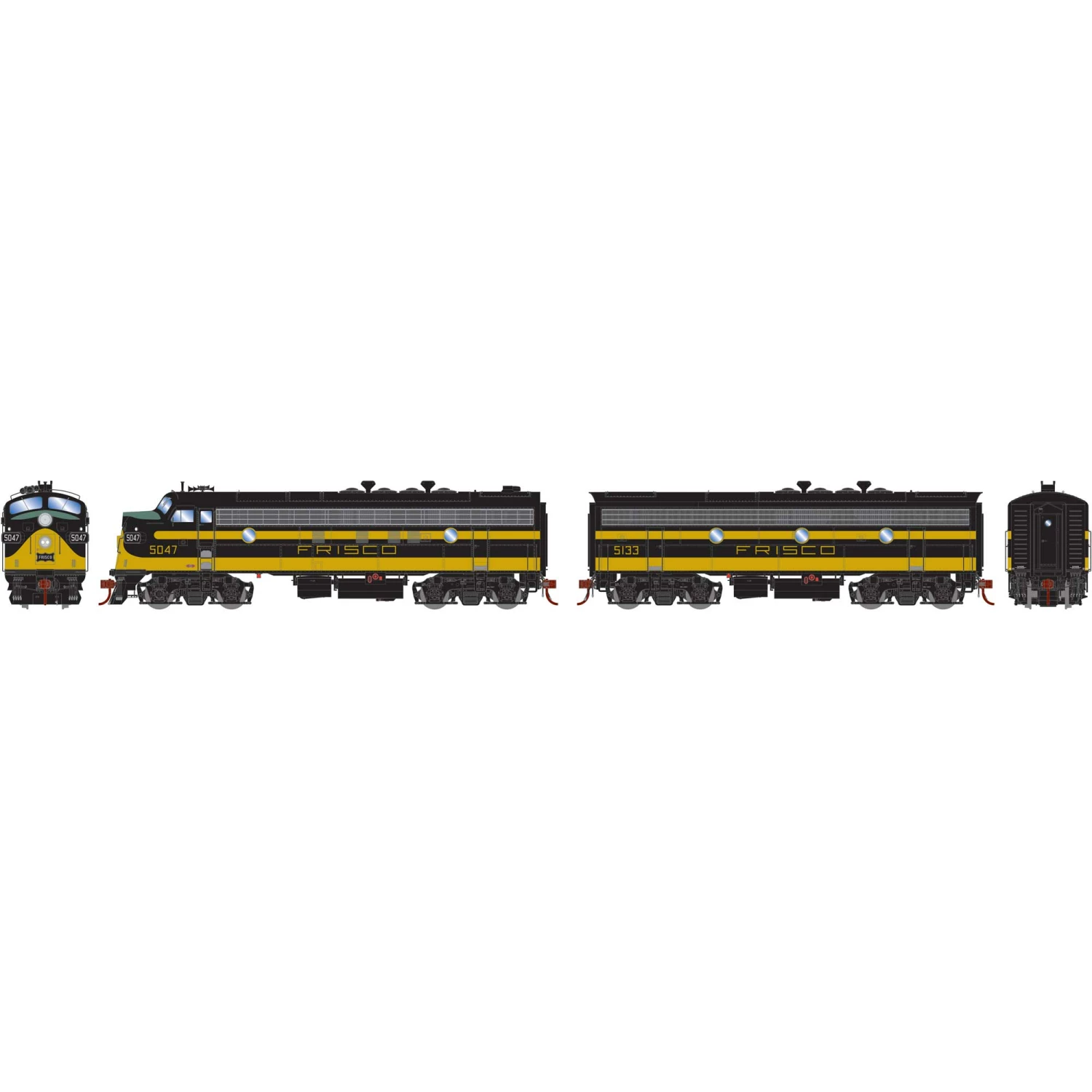 Athearn HO FP7A F9B with DCC & SND SLSF Blk & Yel #5047 #5133 for Locomotives