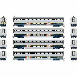 Athearn HO M-K California Cars with Lights, CDTX (4) for Passenger Cars