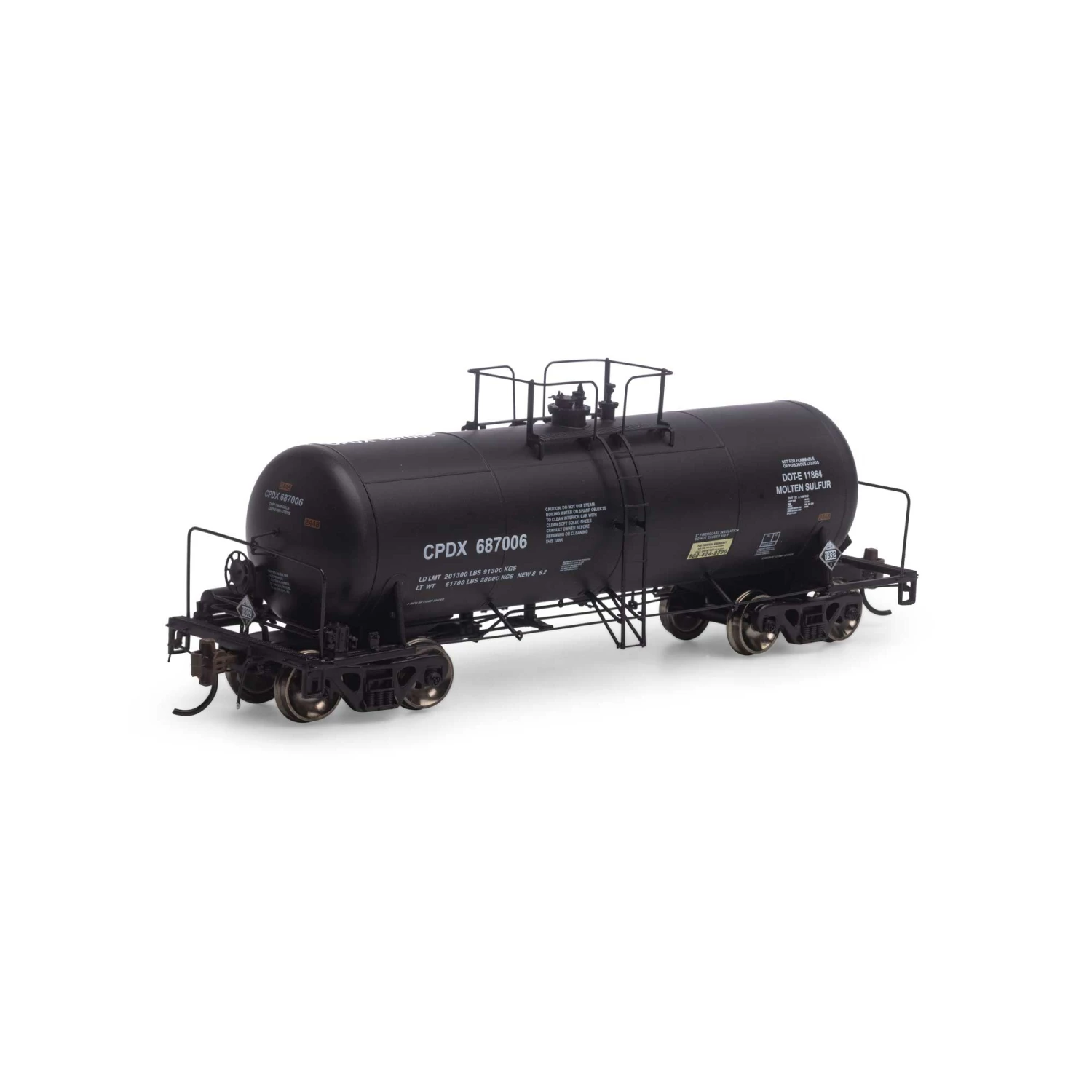 Athearn HO 13,600-Gallon Acid Tank, Chevron #687006 for Freight Cars