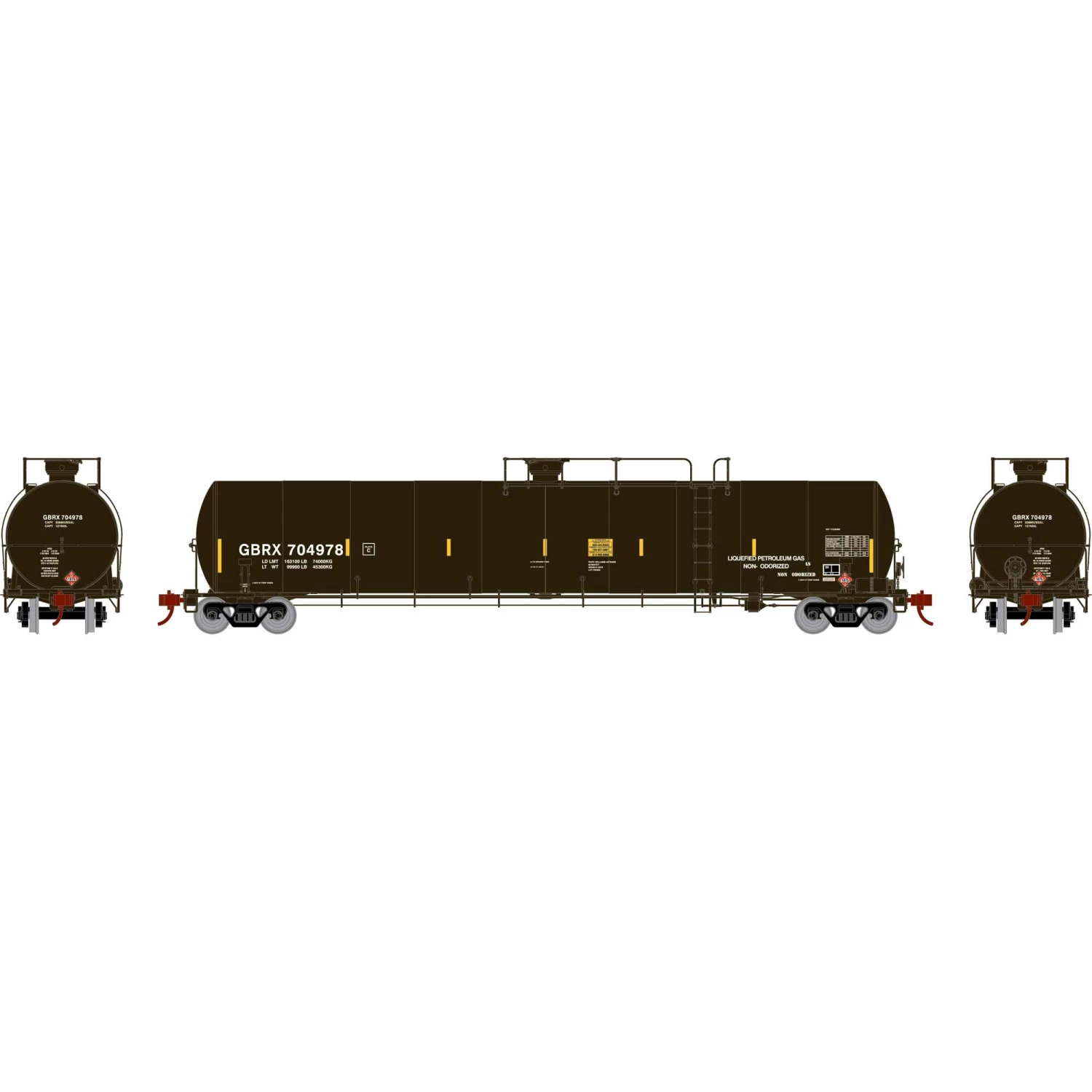 Athearn HO 33,900-Gallon LPG Tank/Late, GBRX #704978 for Freight Cars