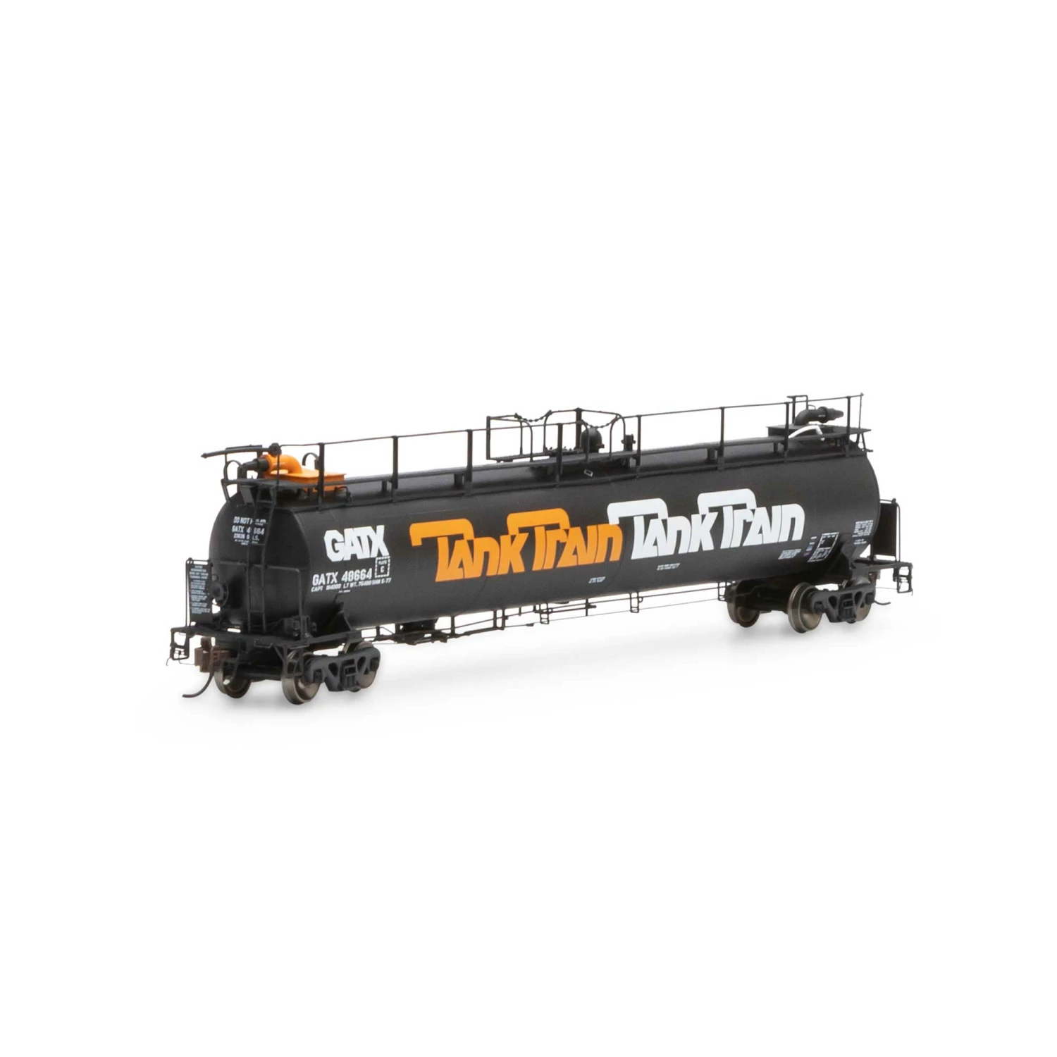 Athearn HO TankTrain Intermediate,GATX/Orange Letter#48664 for Freight Cars