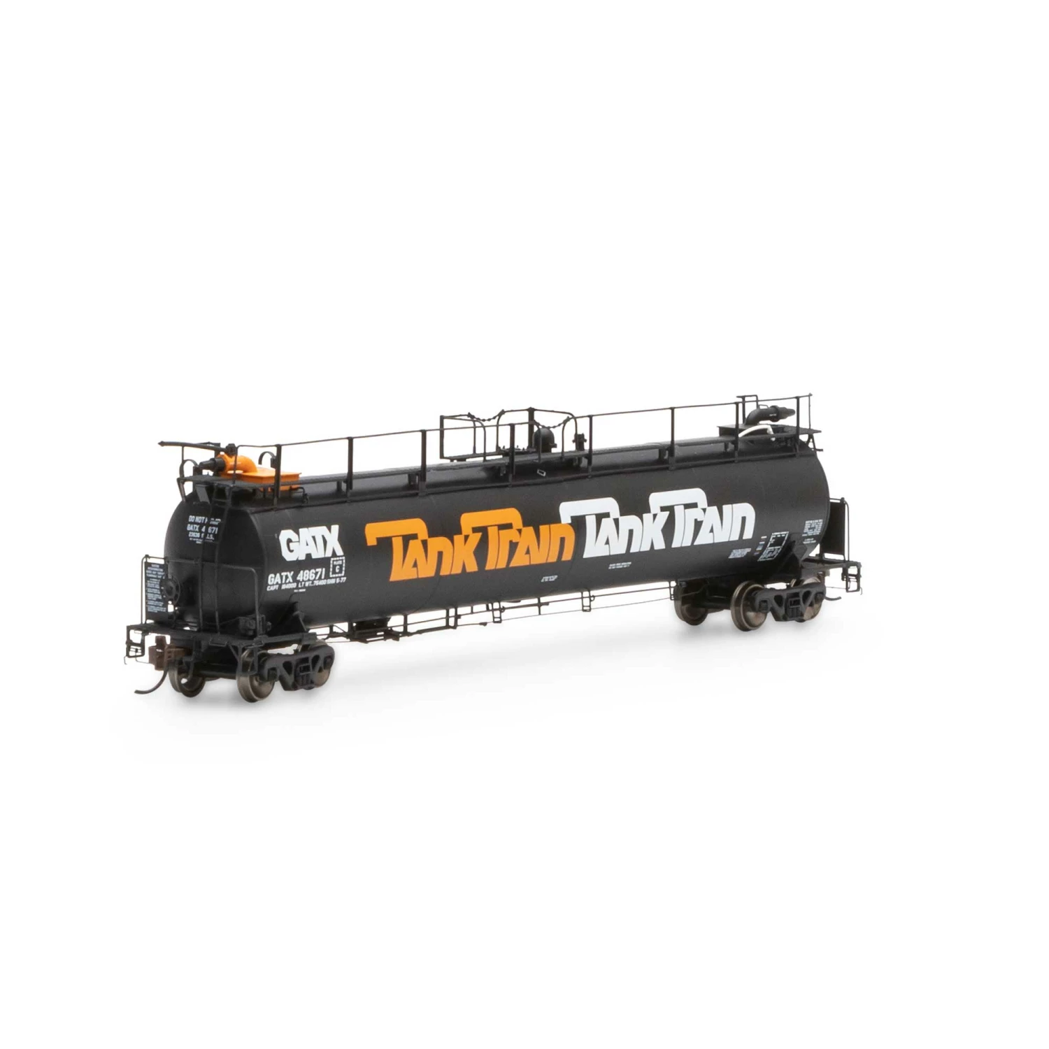Athearn HO TankTrain Intermediate,GATX/Orange Letter#48671 for Freight Cars