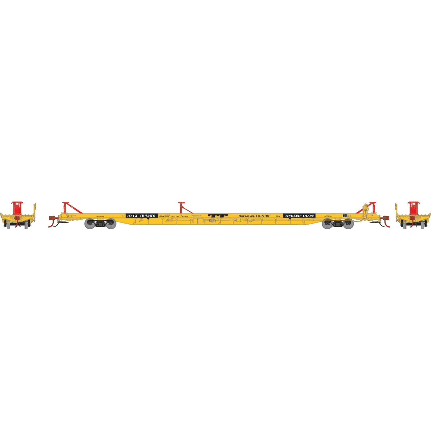 Athearn HO F89F Trailer, RTTX/Yellow #154350 for Freight Cars