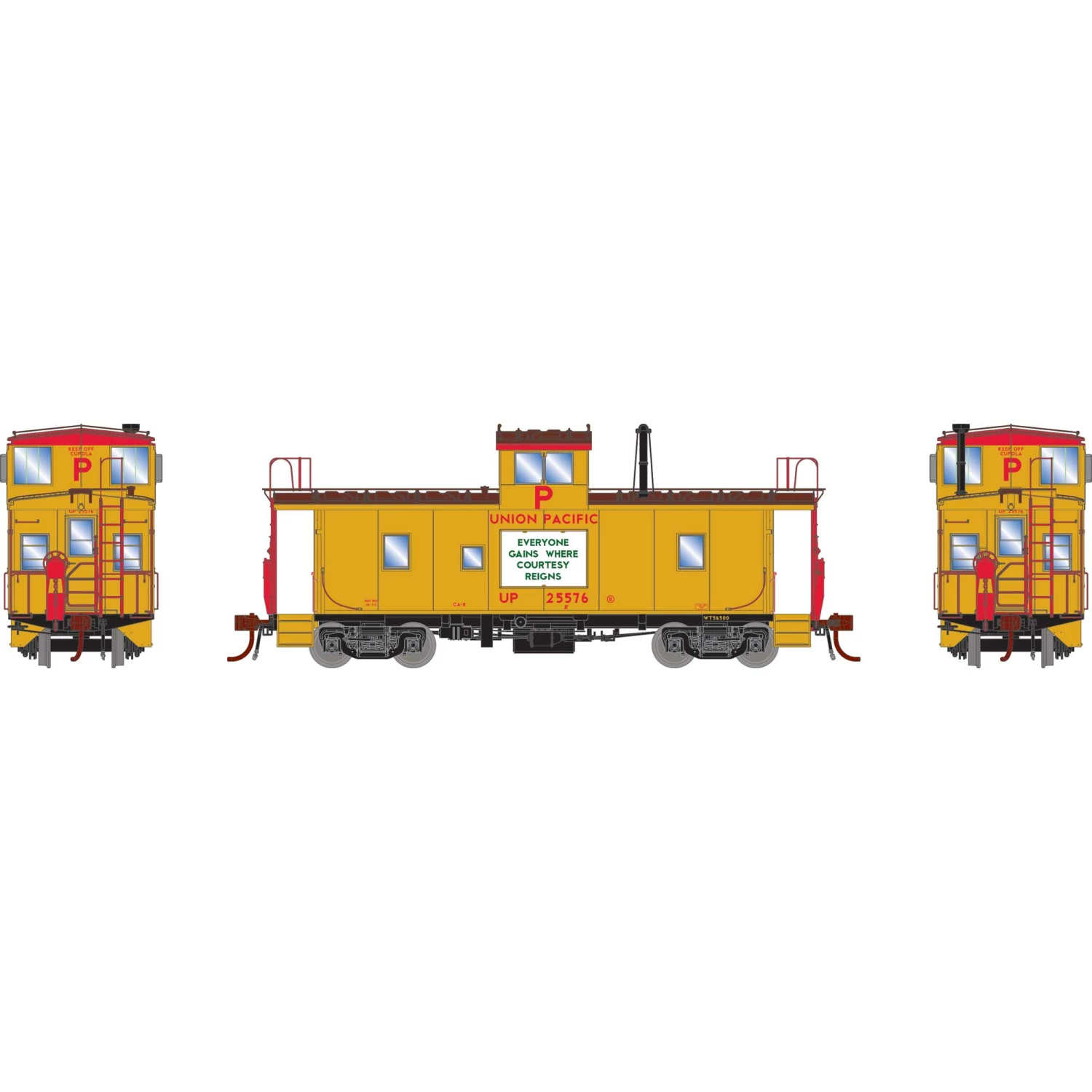 Athearn HO CA-8 Early Caboose with Lights & Sound UP #25500 for Freight Cars