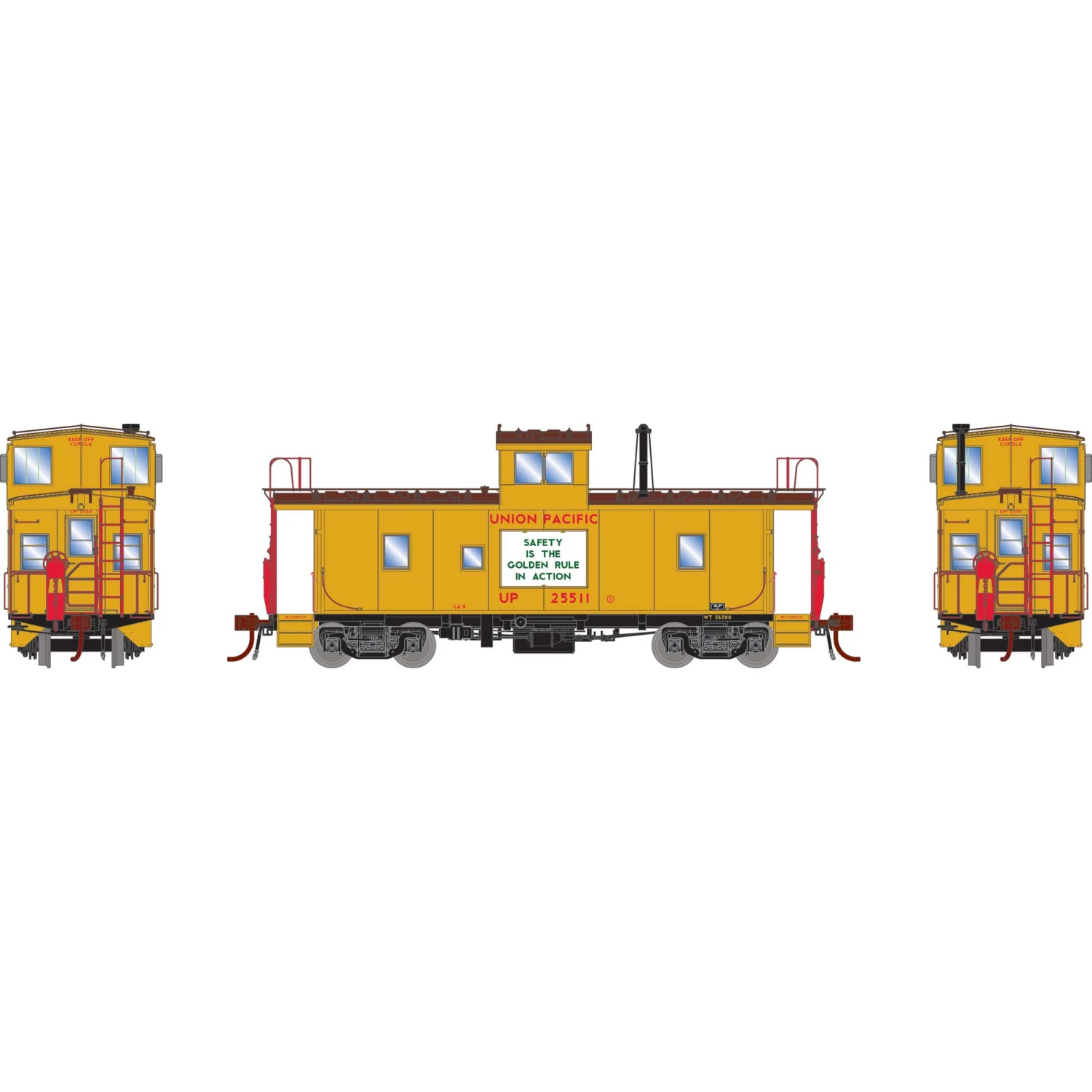 Athearn HO CA-8 Early Caboose with Lights & Sound UP #25511 for Freight Cars