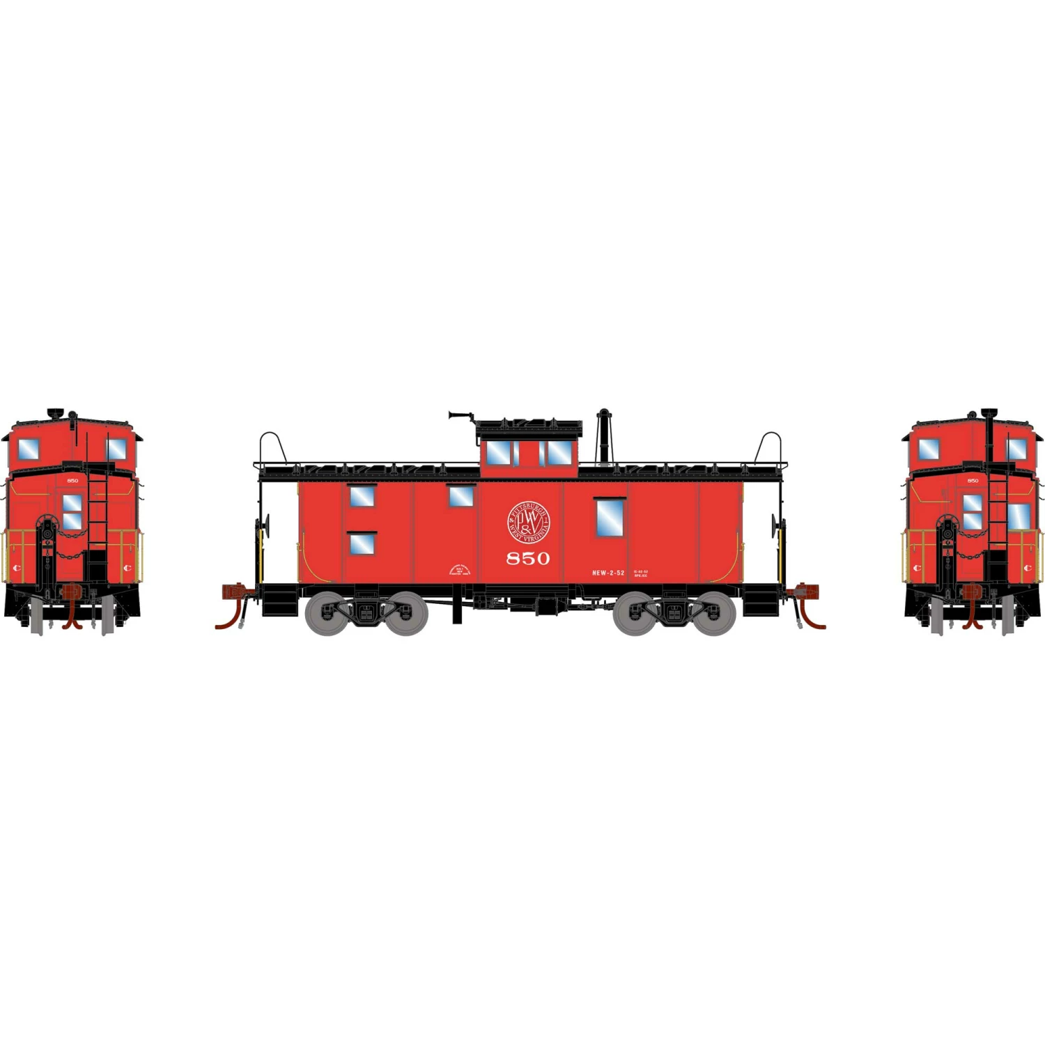 Athearn HO ICC Caboose with Lights, P&WV #850 for Cabooses