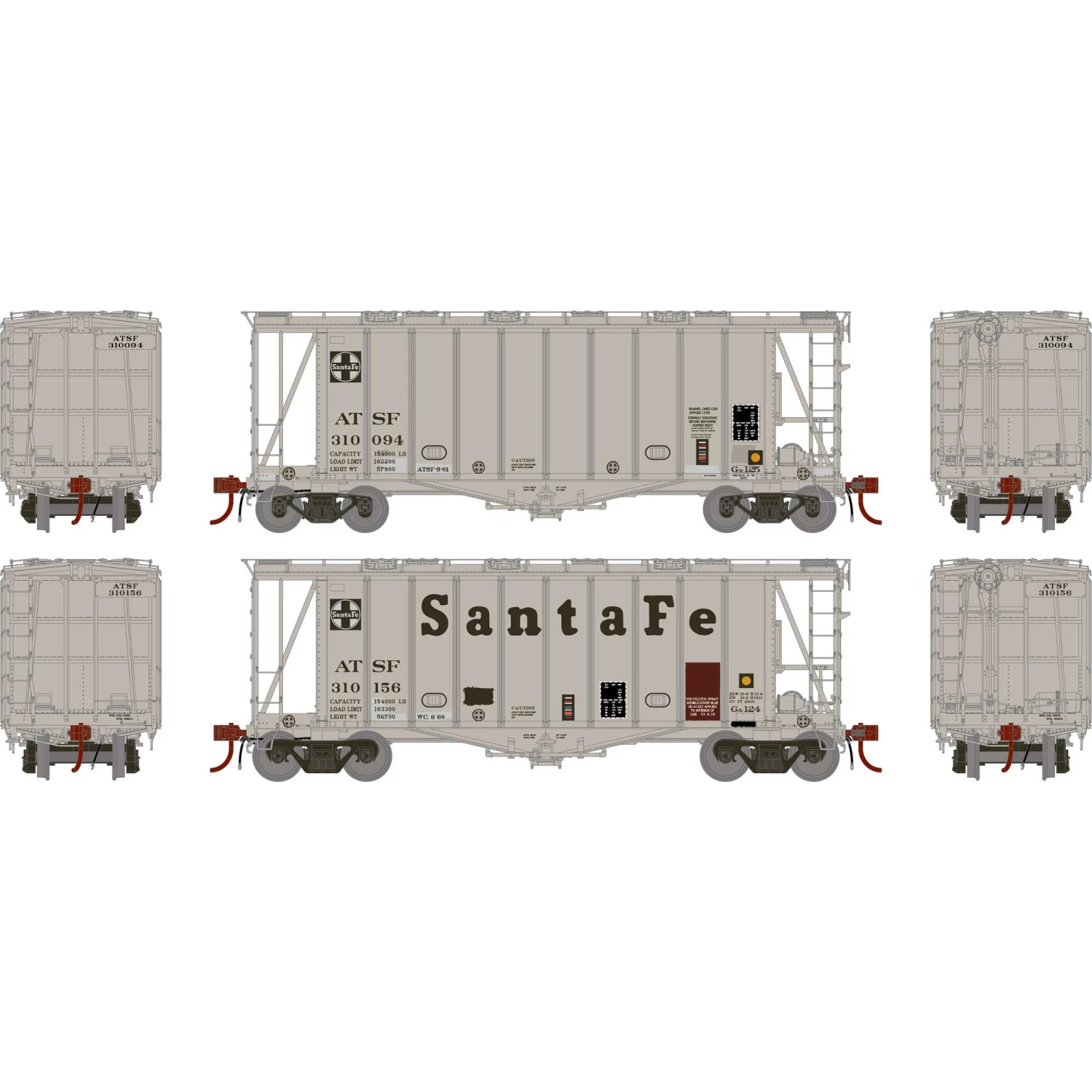 Athearn HO GATC 2600 Airslide Hopper, SF (2) for Freight Cars