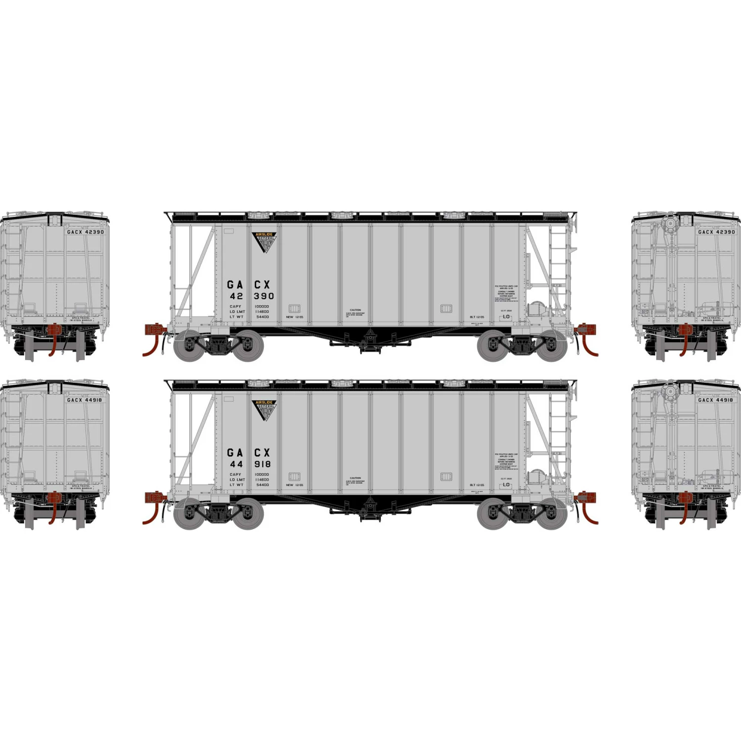 Athearn HO GATC 2600 Airslide Hopper, GACX (2) for Freight Cars