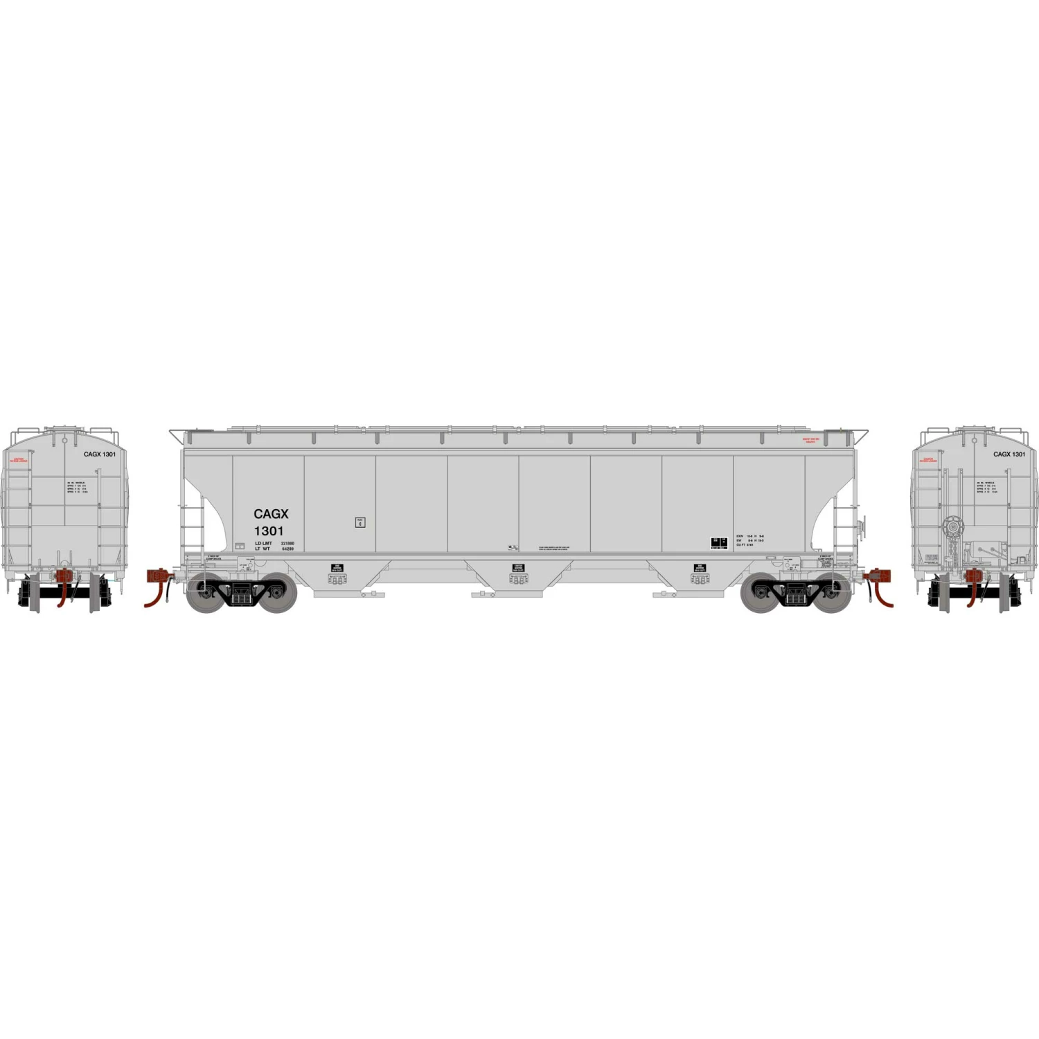 Athearn HO Trinity 3-Bay Hoppers, CAGX #1301 for Freight Cars