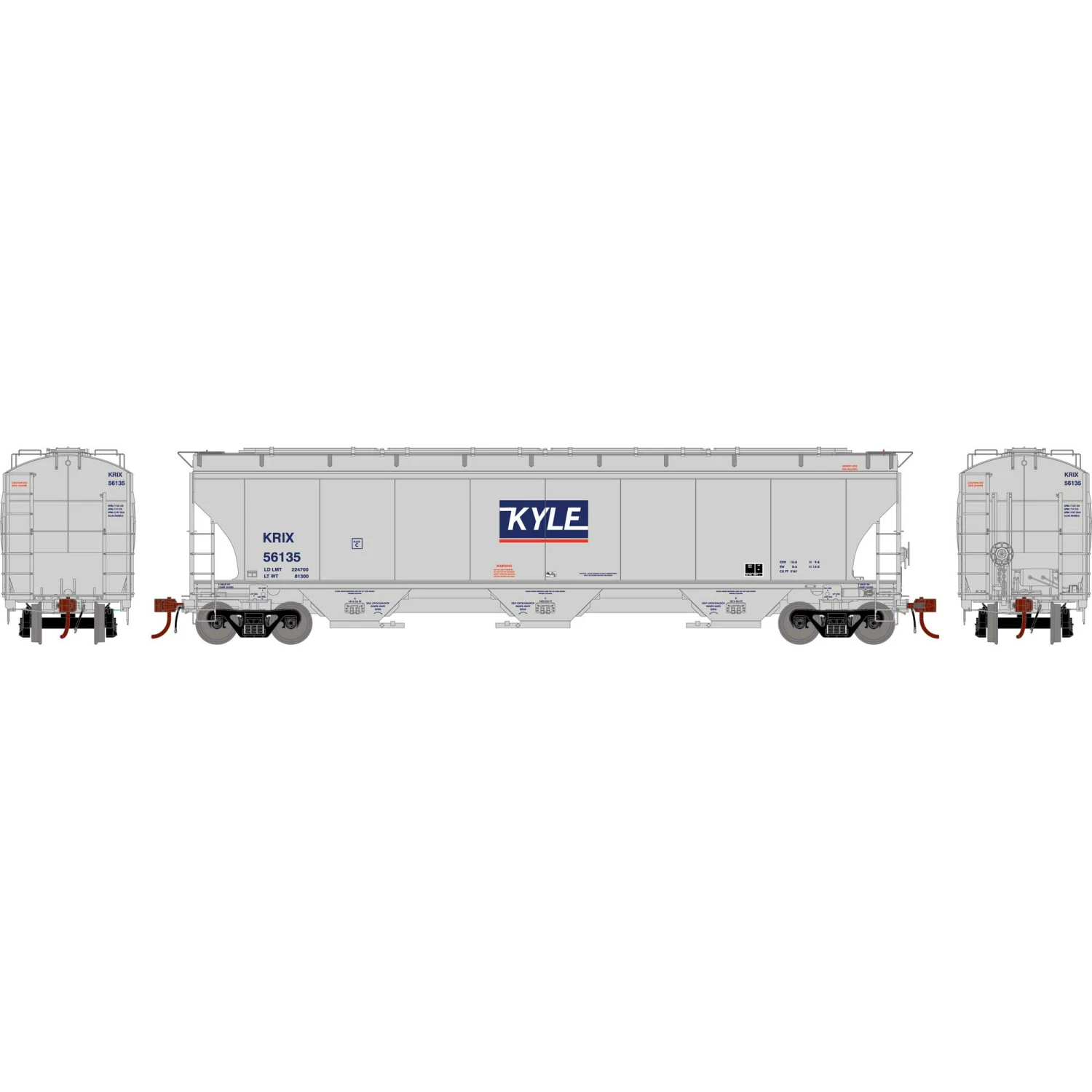 Athearn HO Trinity 3-Bay Hoppers, KRIX #56135 for Freight Cars