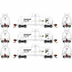 Athearn N 13,600-Gallon Acid Tank, PROX, White (3) for Freight Cars