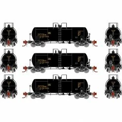 Athearn N 13,600-Gallon Acid Tank, UTLX, Black (3) for Freight Cars