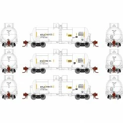 Athearn N 13,600-Gallon Acid Tank, UTLX, White (3) for Freight Cars