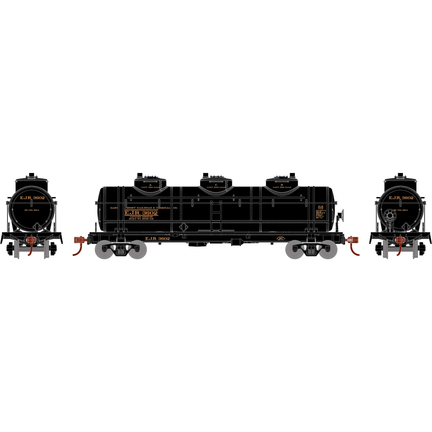 Athearn HO 3-Dome Tank, EJR #3602 for Freight Cars
