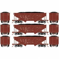 Athearn HO 34' 2-Bay Composite Coal Hopper with Load, ATSF(3) for Freight Cars