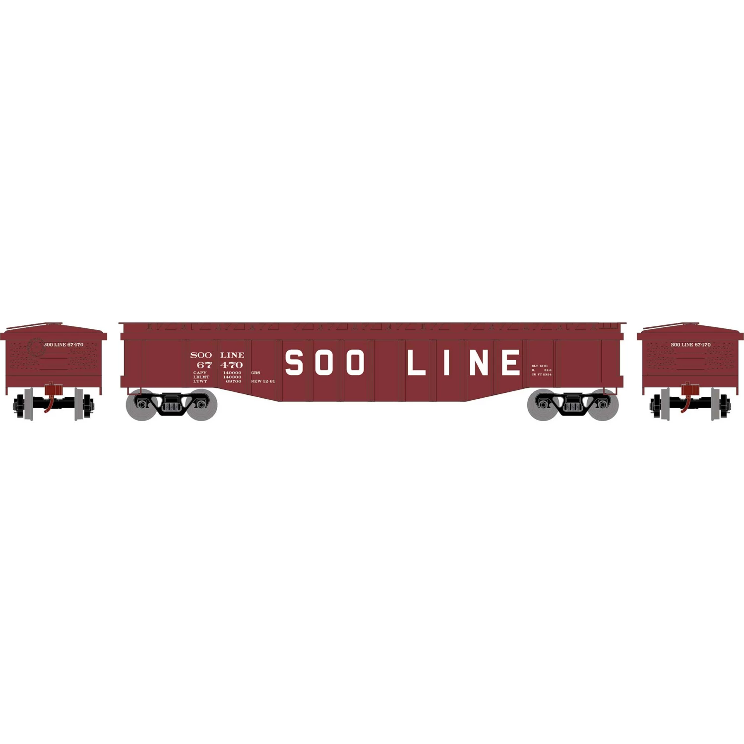 Athearn HO 50' Covered Gondola, SOO #67470 for Freight Cars