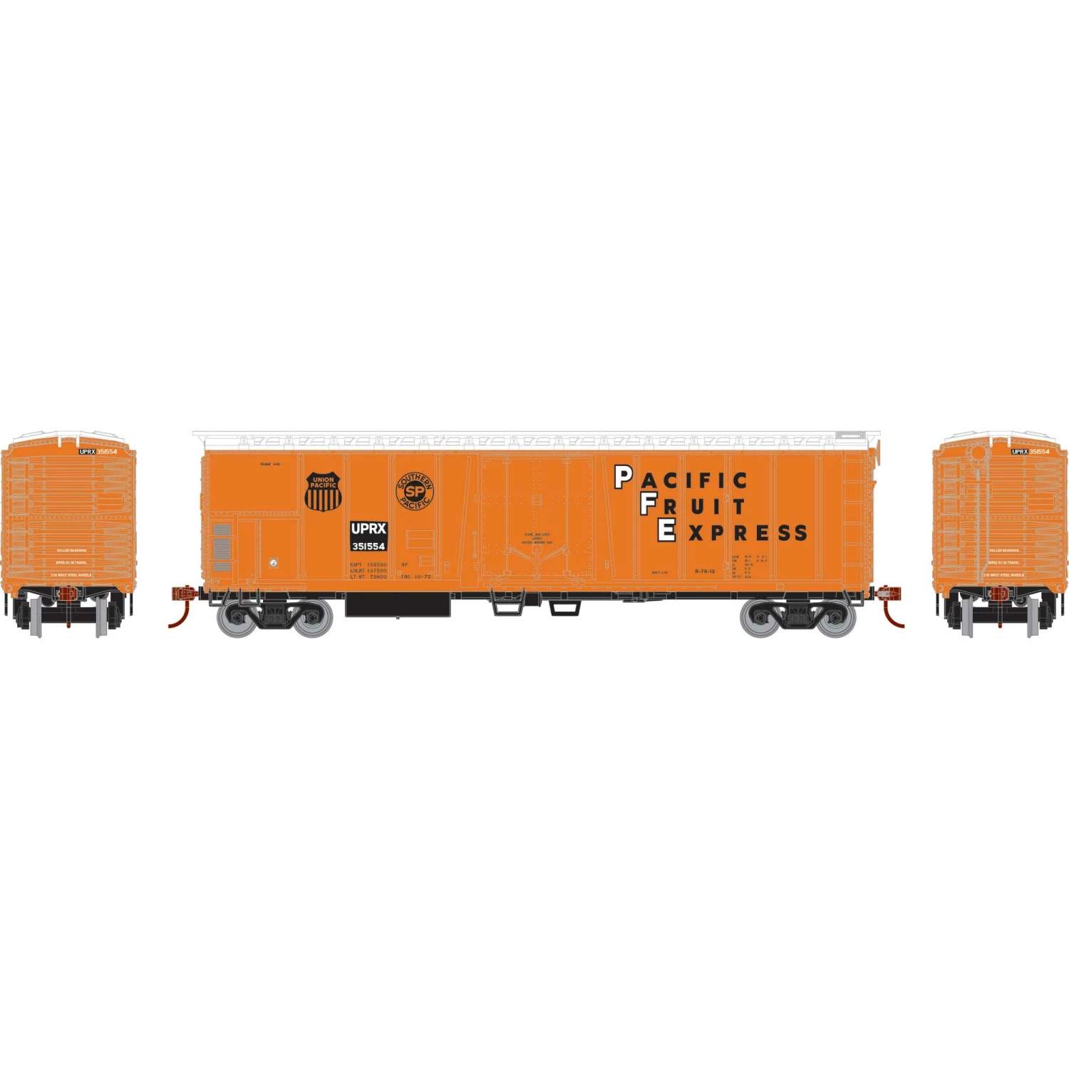 Athearn HO 50' Ex-Post Mechanical Reefer, UPRX #351554 for Freight Cars